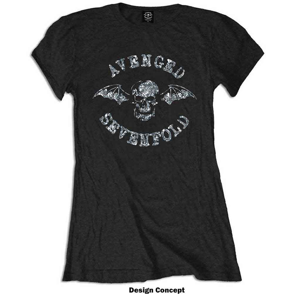 Avenged Sevenfold Ladies T-Shirt: Death Bat (Black) (Embellished)