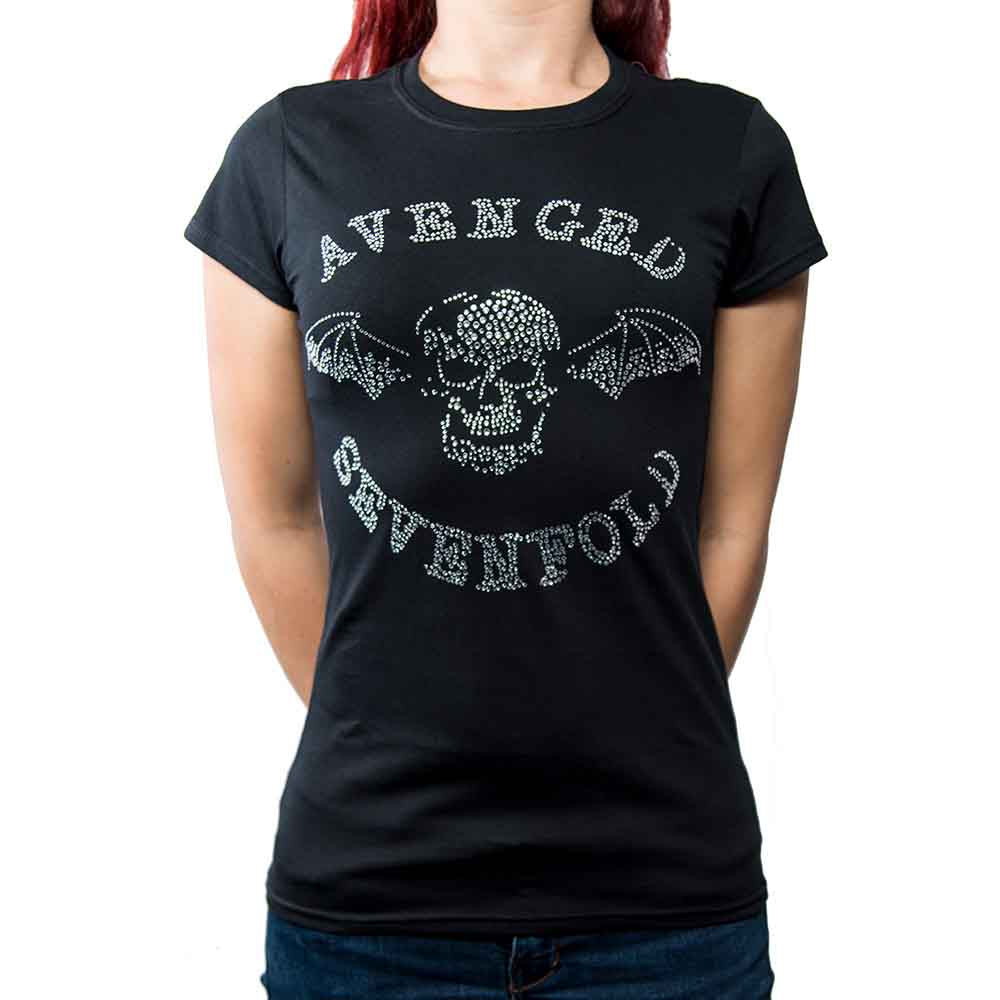Avenged Sevenfold Ladies T-Shirt: Death Bat (Black) (Embellished)
