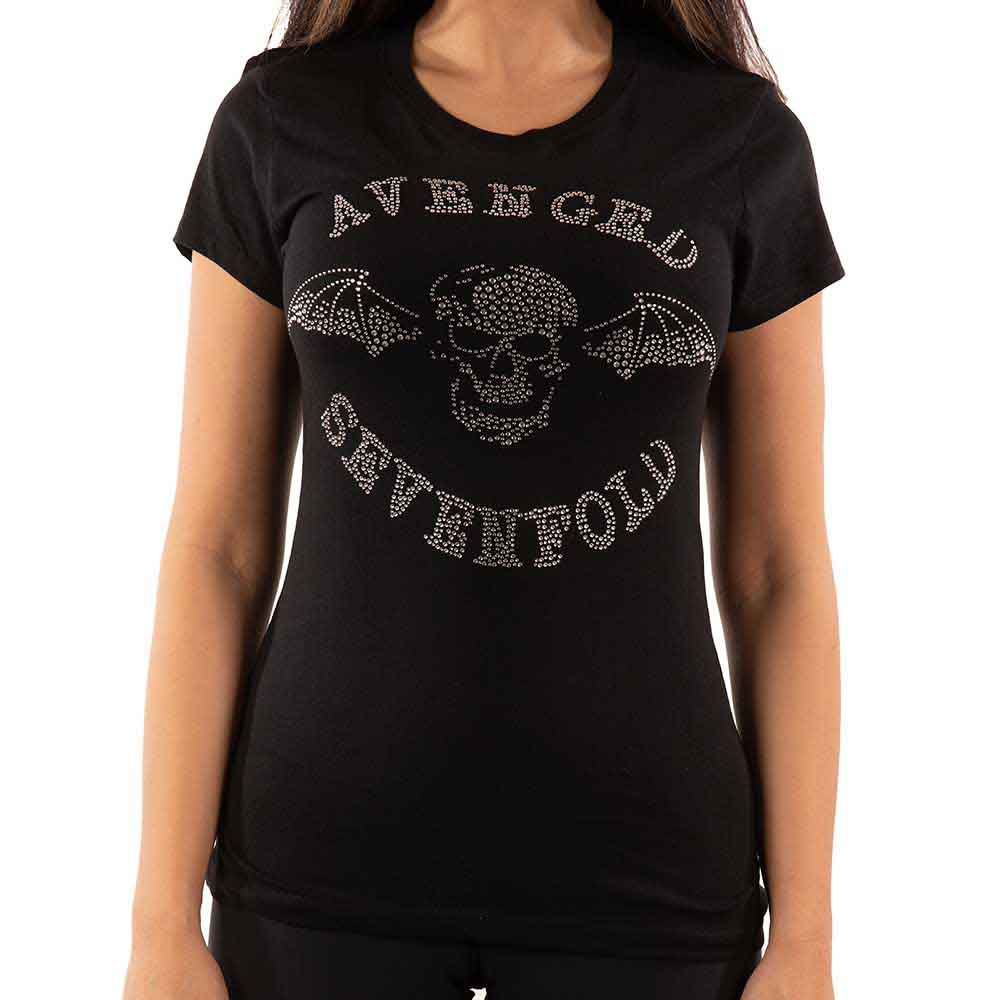 Avenged Sevenfold Ladies T-Shirt: Death Bat (Black) (Embellished)