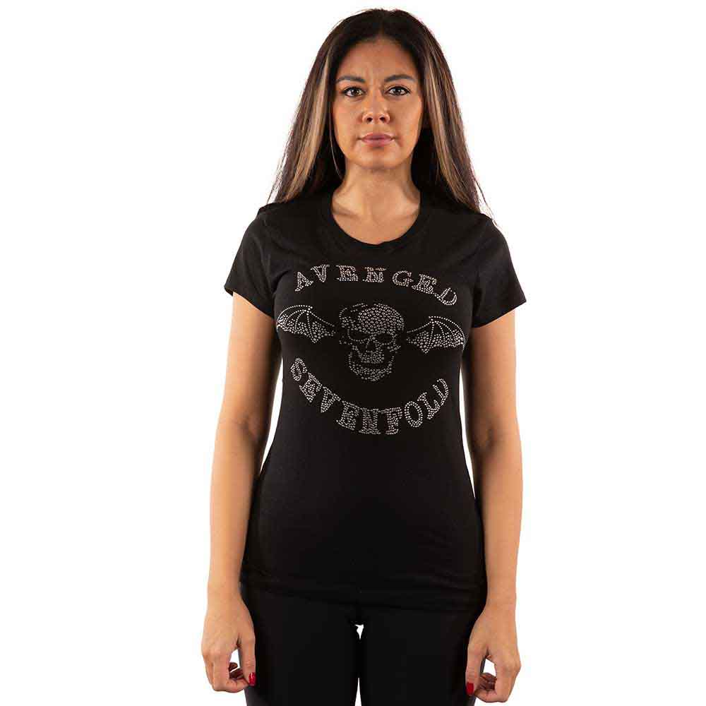 Avenged Sevenfold Ladies T-Shirt: Death Bat (Black) (Embellished)