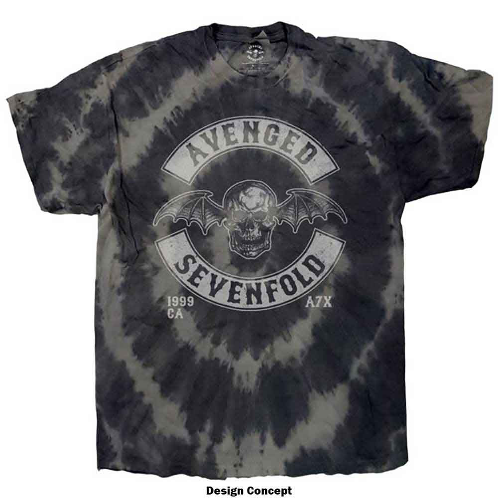 Avenged Sevenfold Unisex T-Shirt: Deathbat Crest (Charcoal Grey) (Wash Collection)
