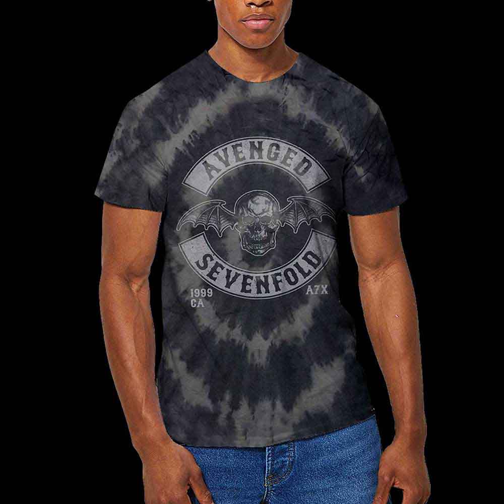 Avenged Sevenfold Unisex T-Shirt: Deathbat Crest (Charcoal Grey) (Wash Collection)