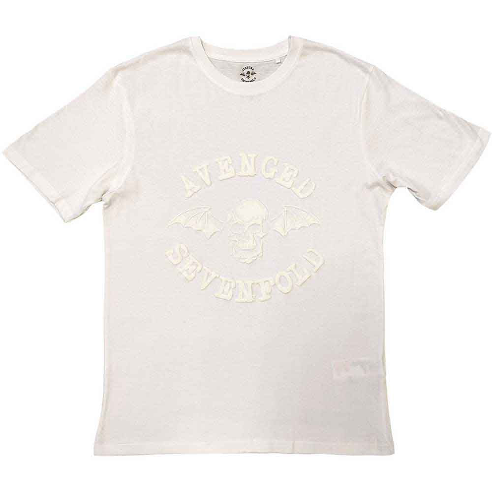 Avenged Sevenfold Unisex T-Shirt: Classic Deathbat (White) (Hi-Build)
