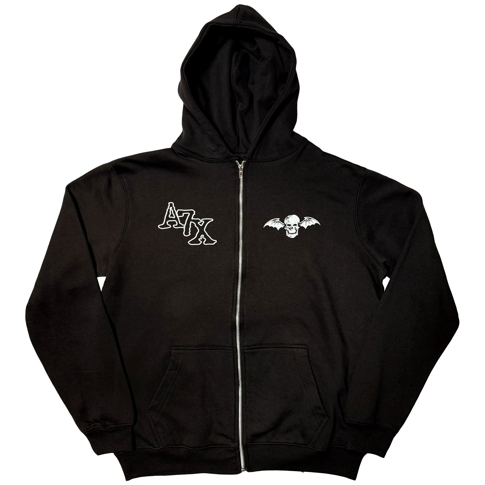 Avenged Sevenfold Unisex Zipped Hoodie: Dead Head (Black) (Back Print)