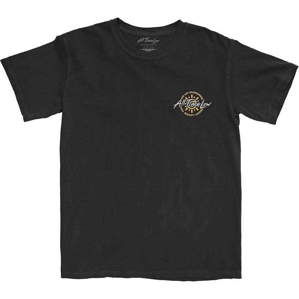 All Time Low Unisex T-Shirt: Wake Up Sunshine Track List (Black) (Back Print)