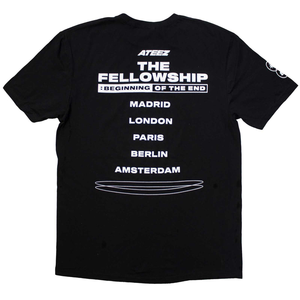 ATEEZ Unisex T-Shirt: Fellowship Tour Euro Photo (Black) (Back Print & Ex-Tour)