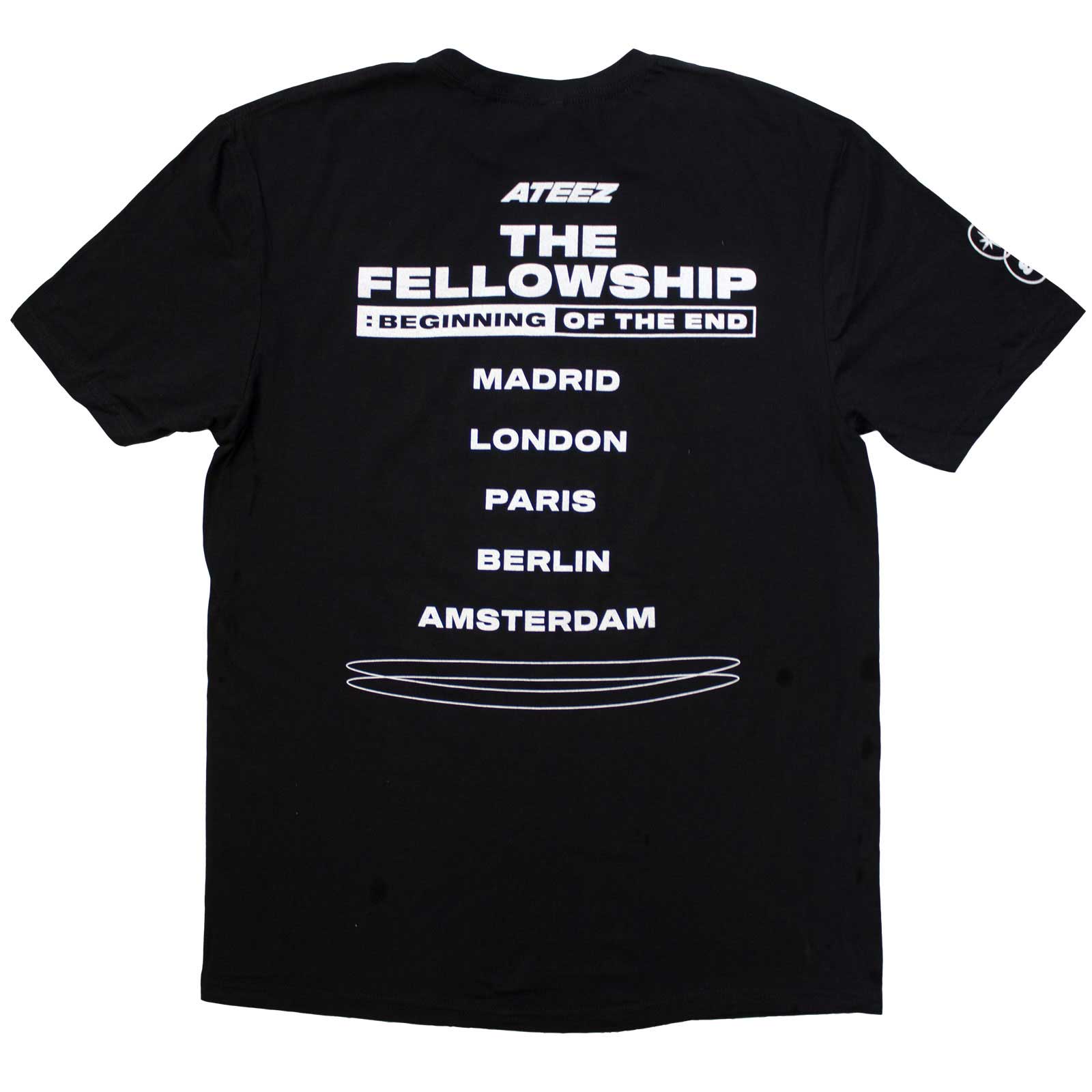 ATEEZ Unisex T-Shirt: Fellowship Tour Euro Photo (Black) (Back Print & Ex-Tour)