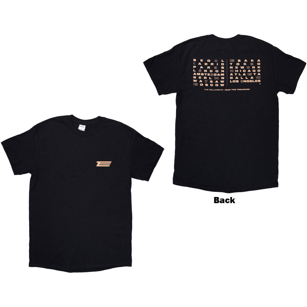 ATEEZ Unisex T-Shirt: Fellowship Map The Treasure (Black) (Back Print & Ex-Tour)