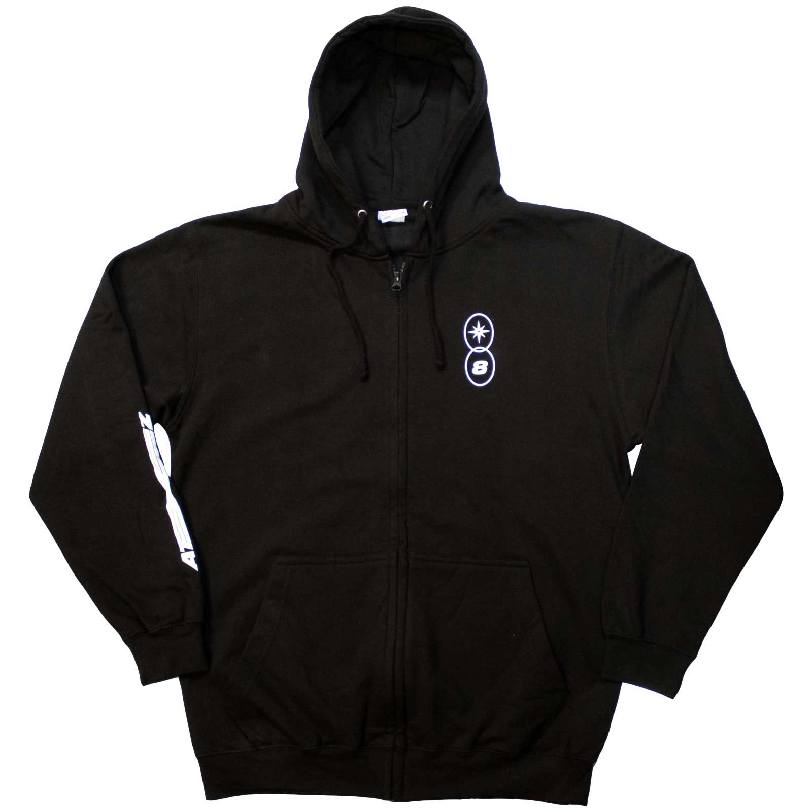 ATEEZ Unisex Zipped Hoodie: Fellowship Tour Euro (Black) (Back Print & Ex-Tour)