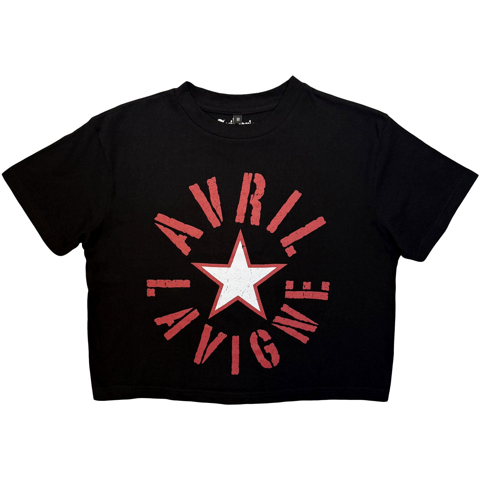 Avril Lavigne Ladies Crop Top: Stencil Logo (Black)