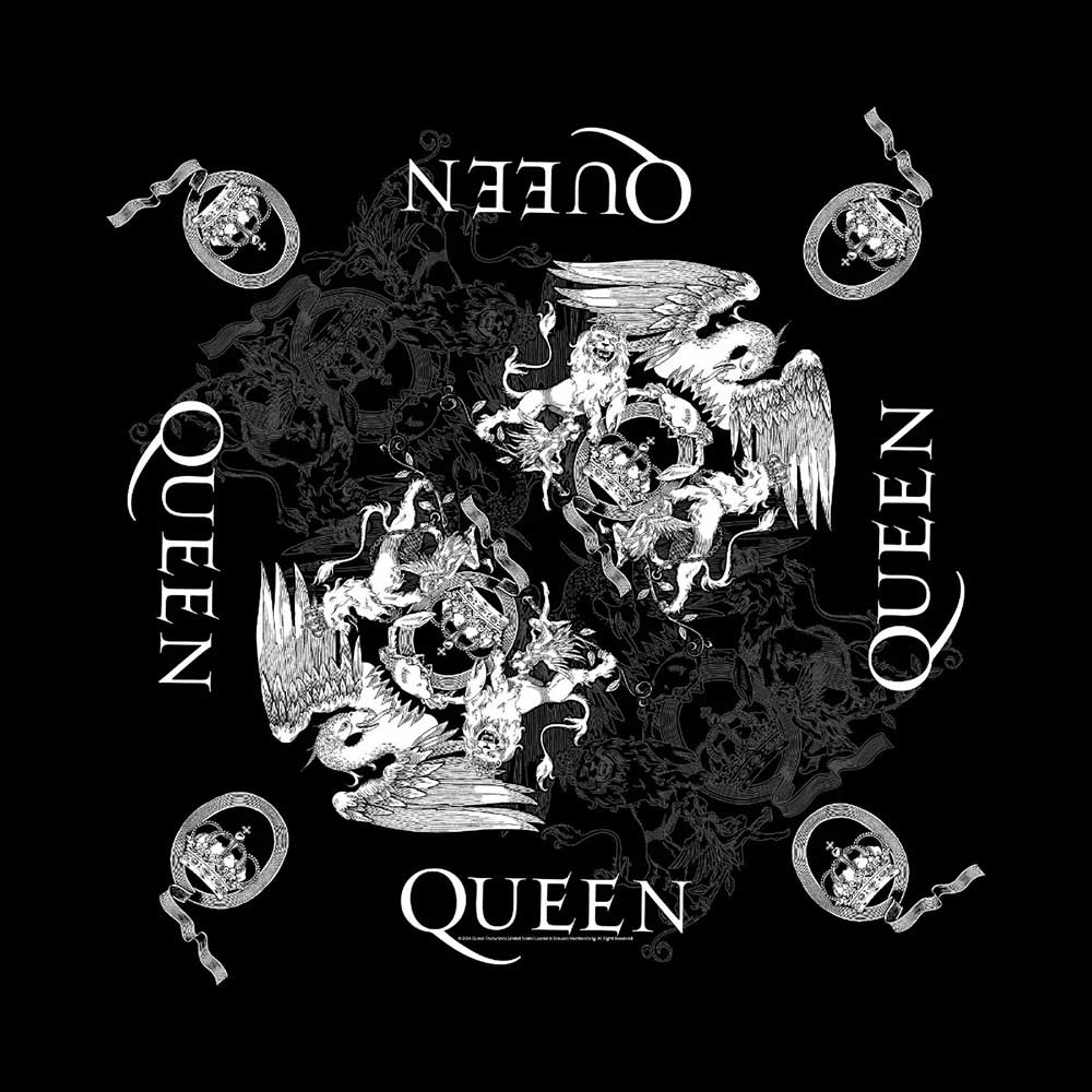 Queen Unisex Bandana: Crest (Black)