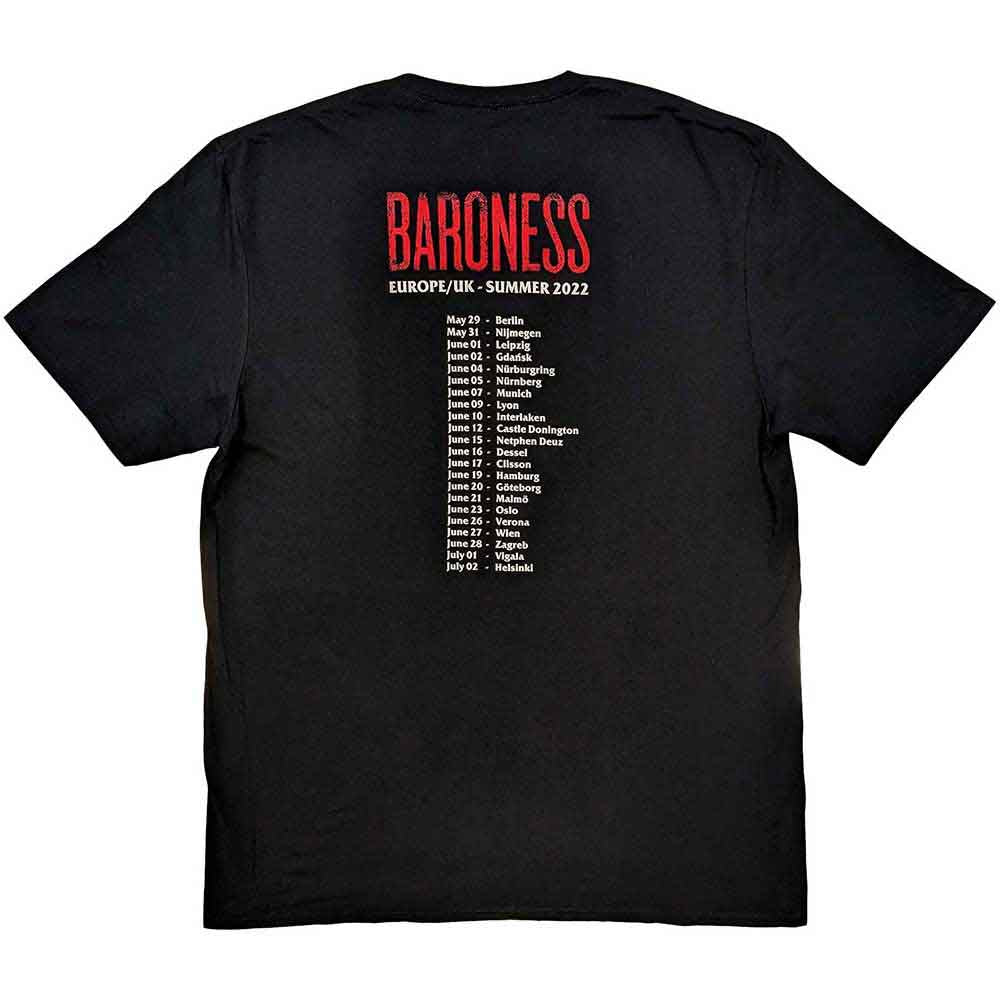 Baroness Unisex T-Shirt: Razor Bloom (Black) (Back Print)