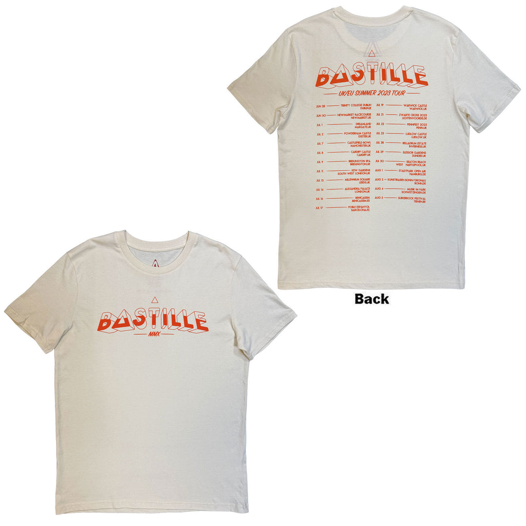 Bastille Unisex T-Shirt: Summer UK & EU Tour 23 (Natural) (Back Print) (Ex-Tour)