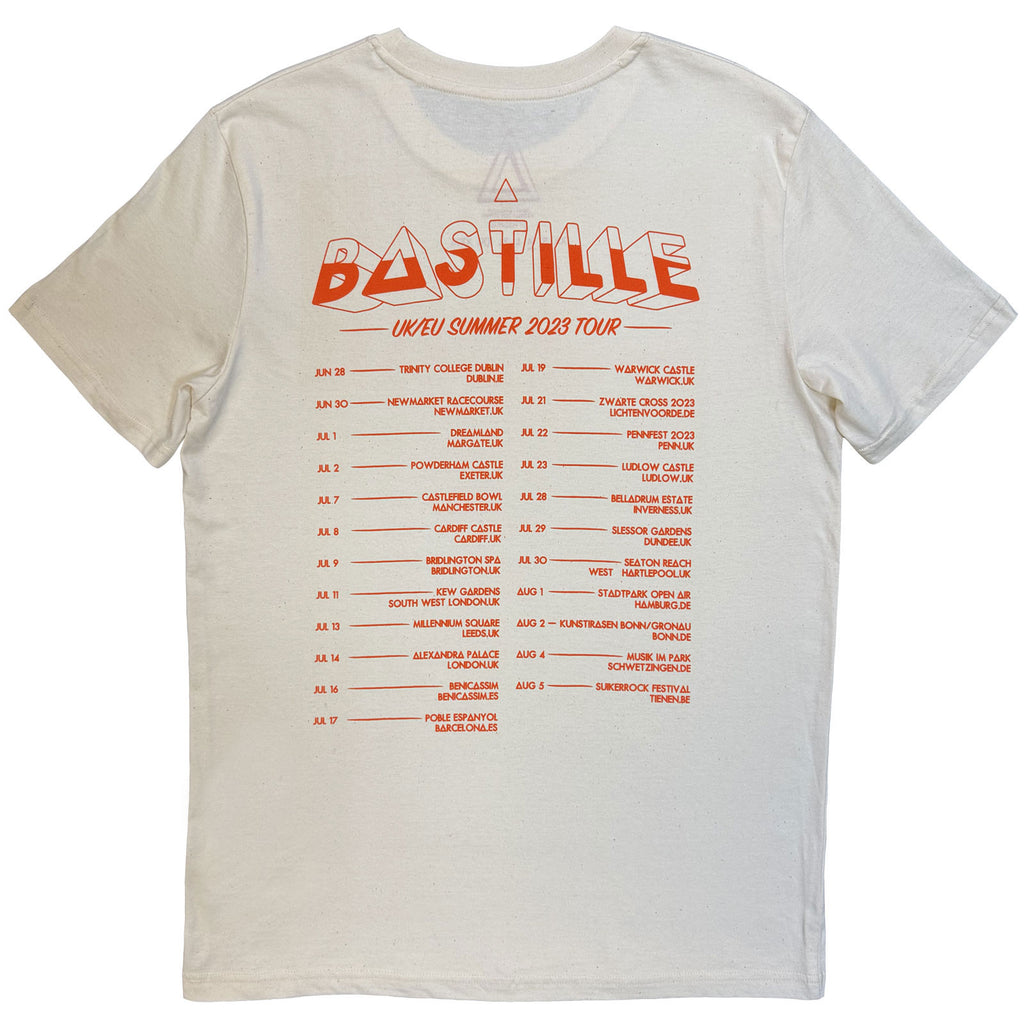 Bastille Unisex T-Shirt: Summer UK & EU Tour 23 (Natural) (Back Print) (Ex-Tour)