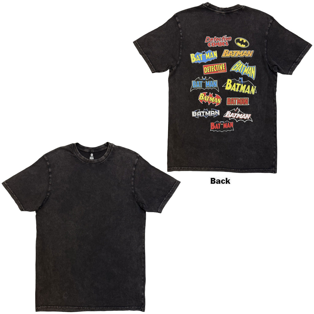DC Comics Unisex Stone Wash T-Shirt: Batman Logo Through The Ages (Black)