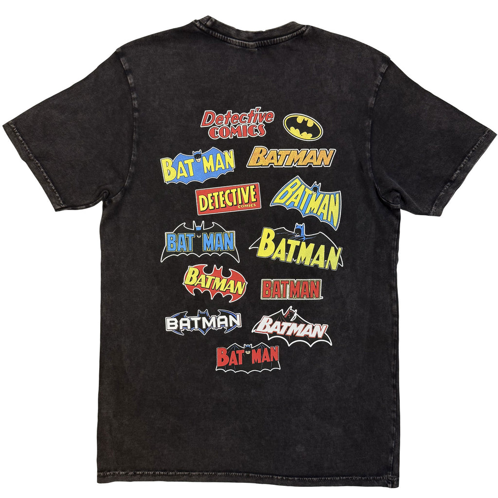 DC Comics Unisex Stone Wash T-Shirt: Batman Logo Through The Ages (Black)