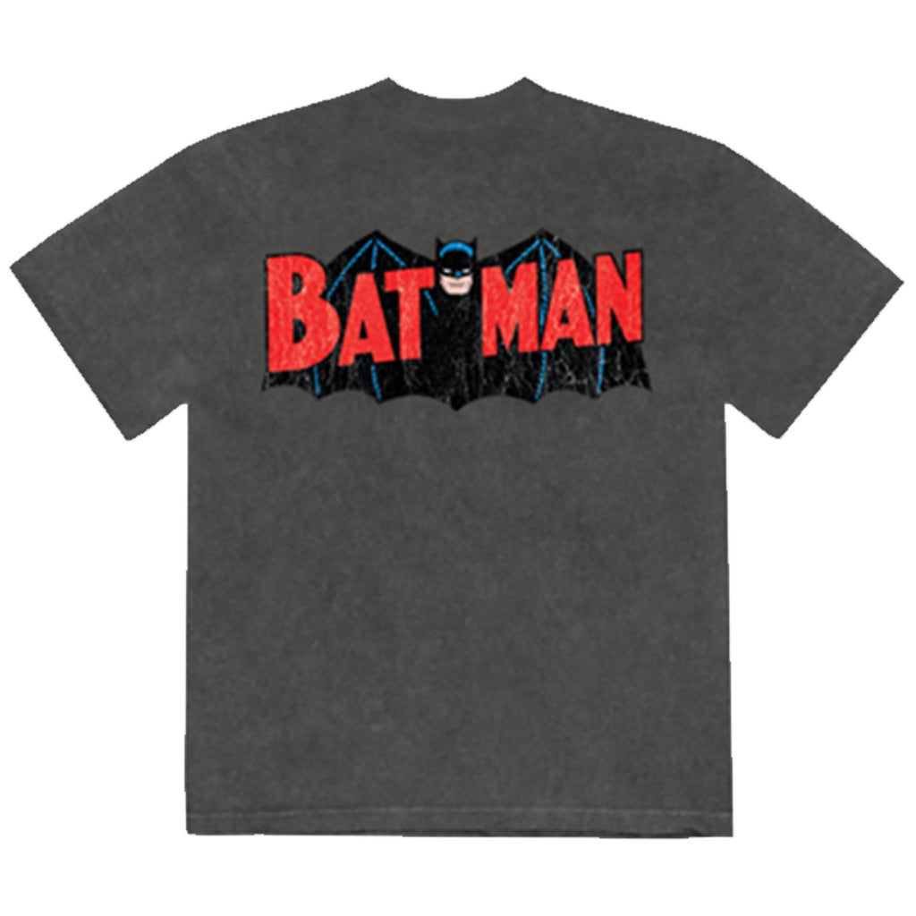 DC Comics Unisex Stone Wash T-Shirt: Batman Classic Logo (Charcoal Grey) (Back Only)