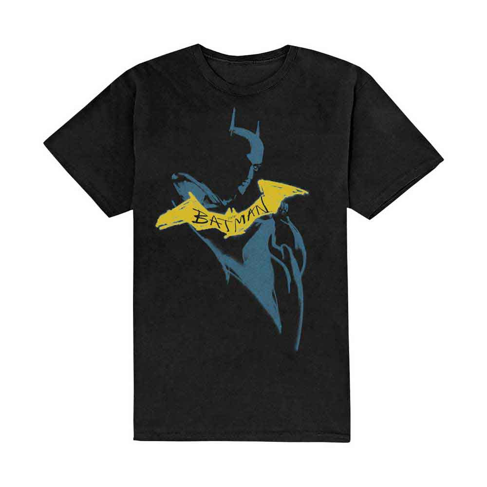 DC Comics Unisex T-Shirt: The Batman Yellow Sketch (Black)