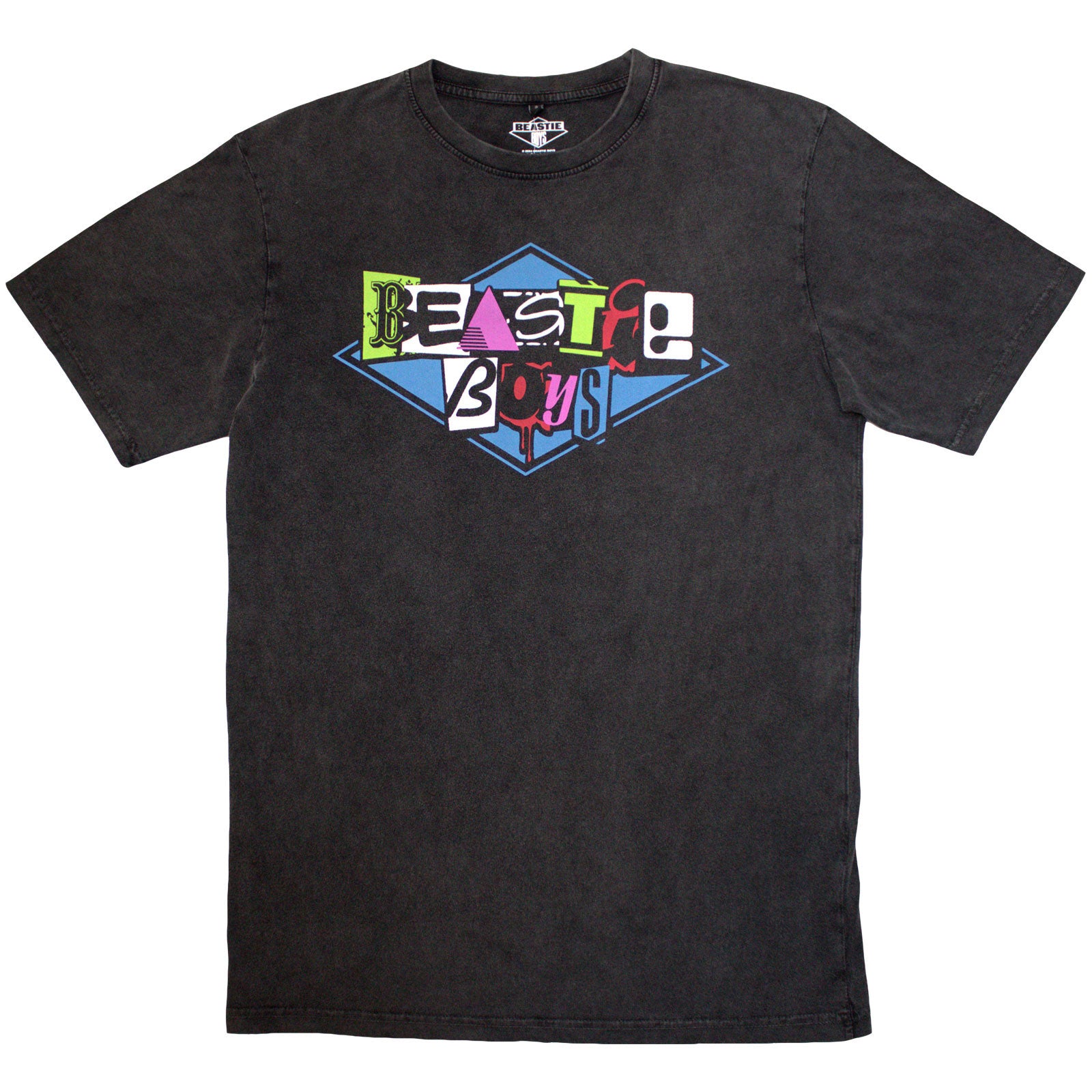 The Beastie Boys Unisex Stone Wash T-Shirt: Multicolour Logo (Charcoal Grey)