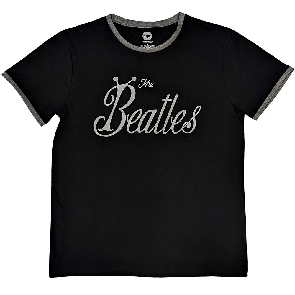 The Beatles Unisex Ringer T-Shirt: Bug Logo (Black)