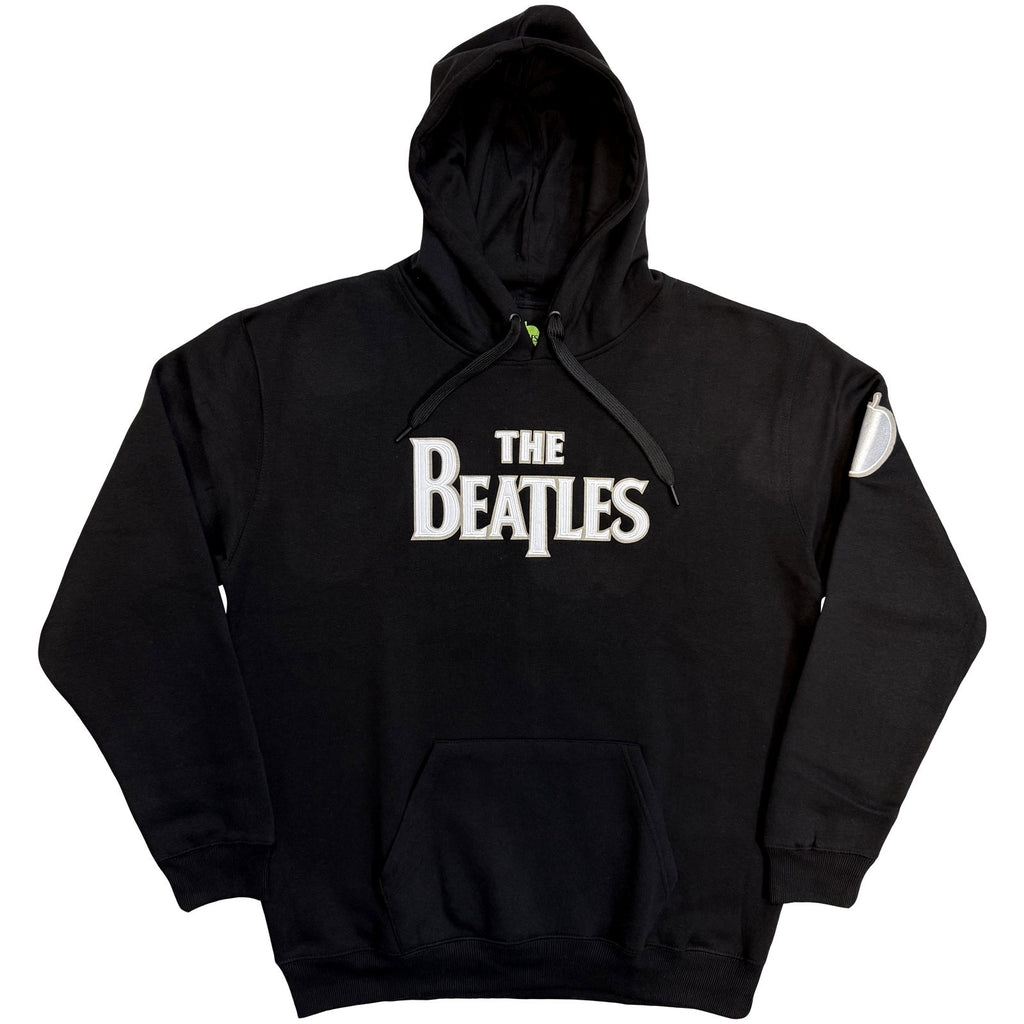 The Beatles Unisex Pullover Hoodie: Drop T Logo & Apple Applique (Black) (Embellished) (LOS)