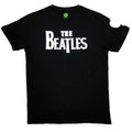 The Beatles Unisex T-Shirt: Drop T Logo App Slub Applique (Black) (Embellished)
