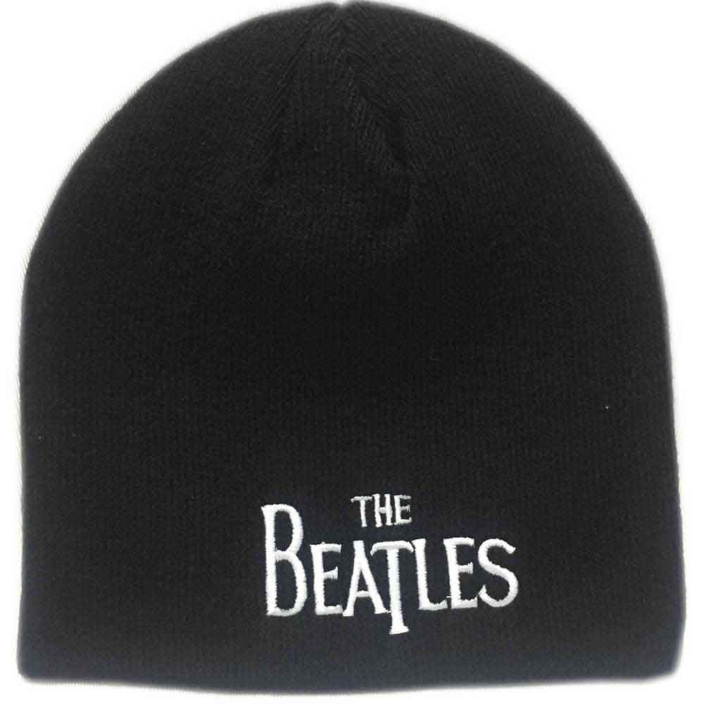 The Beatles Unisex Beanie Hat: Drop T Logo (Black)