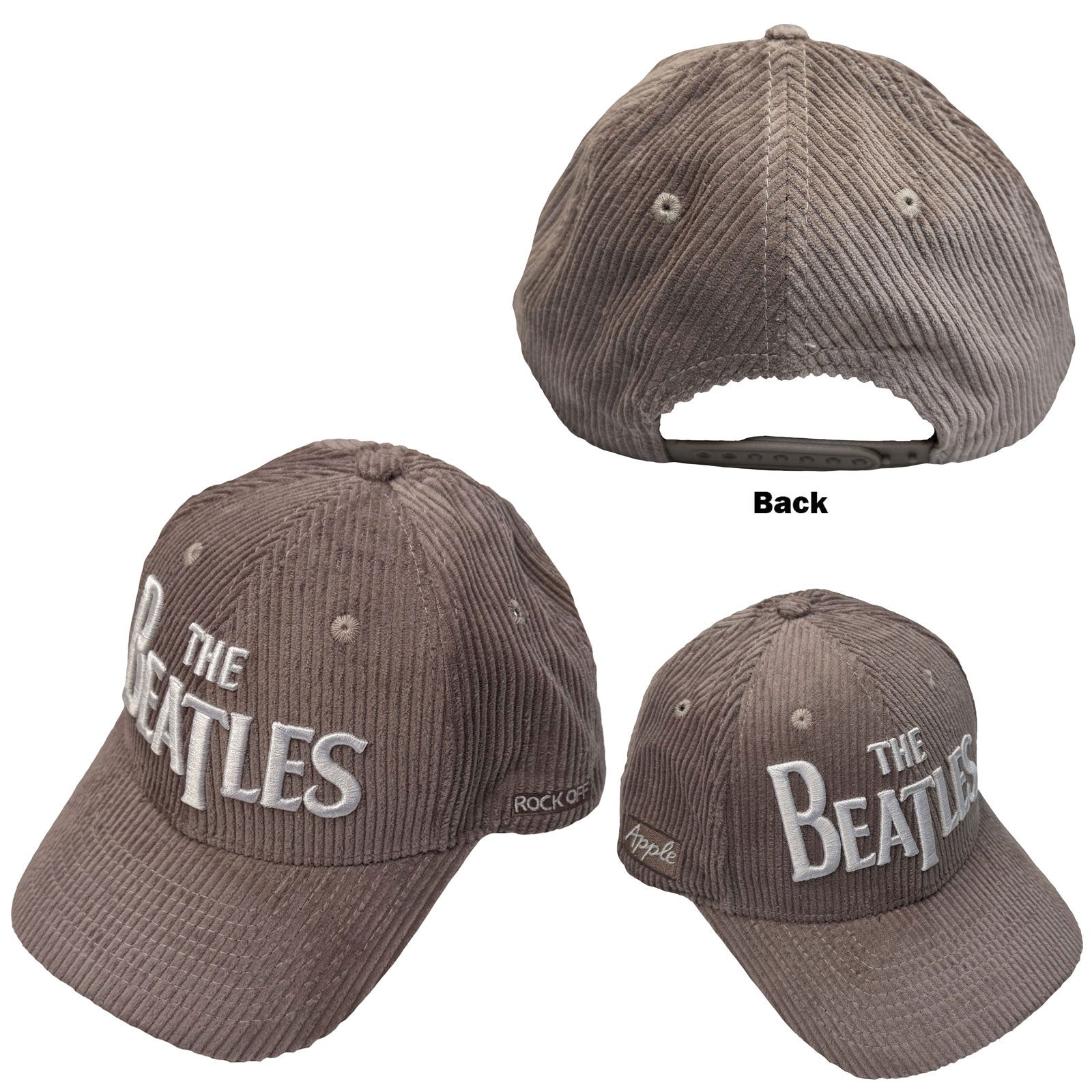 The Beatles Unisex Baseball Cap: Drop T Logo & Apple Corduroy (Grey)