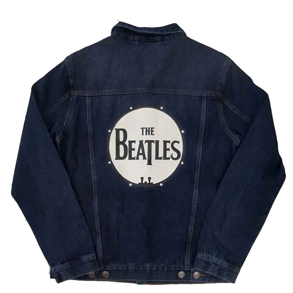 The Beatles Unisex Denim Jacket: Drum Logo (Denim Blue) (Back Print)
