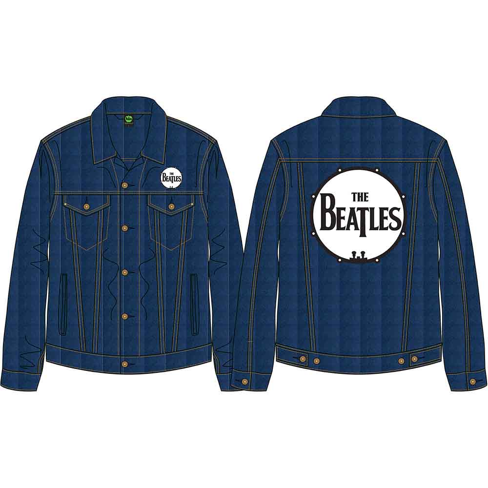 The Beatles Unisex Denim Jacket: Drum Logo (Denim Blue) (Back Print)