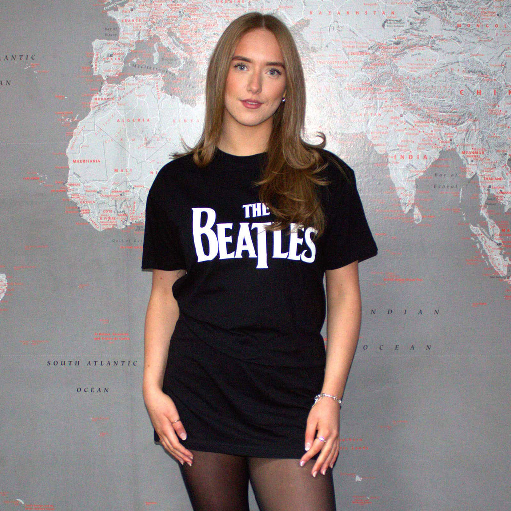 The Beatles Ladies T-Shirt Dress: Drop T (Black)