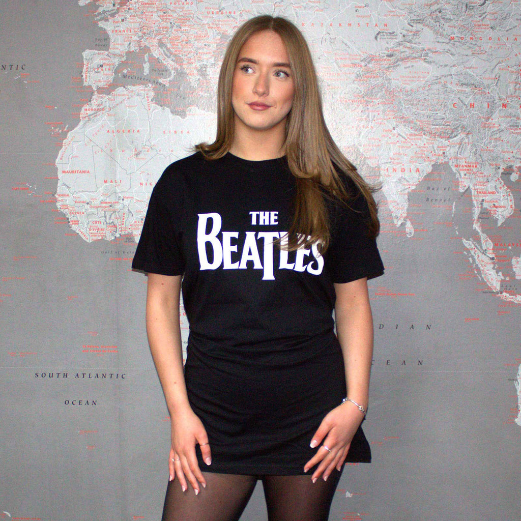 The Beatles Ladies T-Shirt Dress: Drop T (Black)