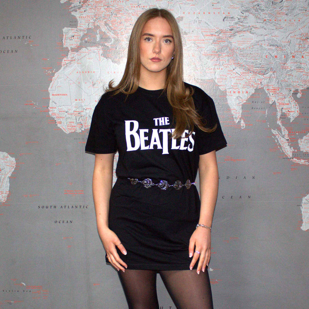 The Beatles Ladies T-Shirt Dress: Drop T (Black)
