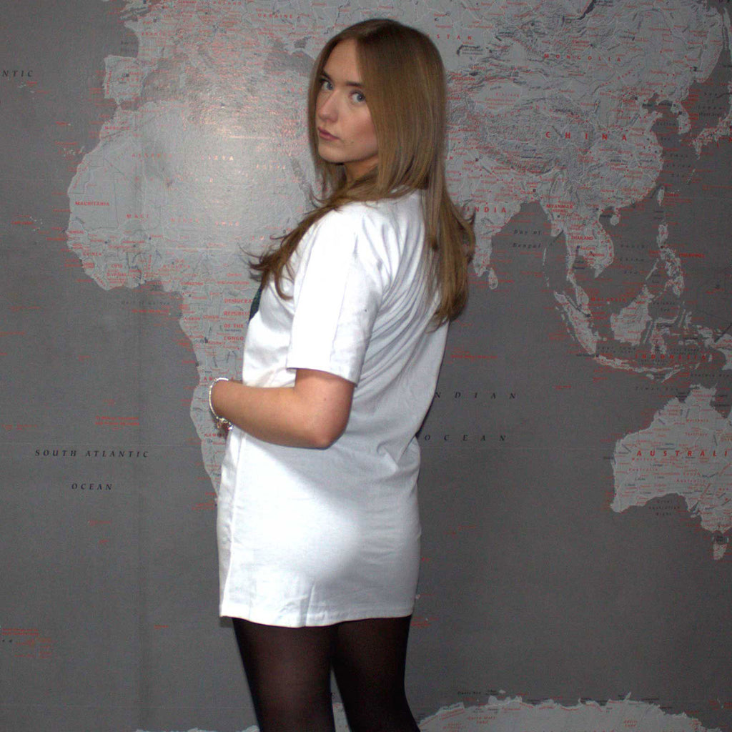 The Beatles Ladies T-Shirt Dress: Abbey Road & Logo (White)