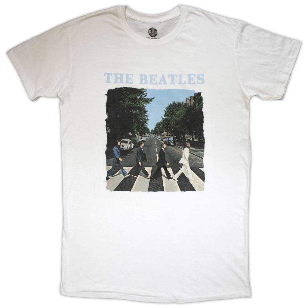 The Beatles Ladies T-Shirt Dress: Abbey Road & Logo (White)