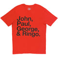 The Beatles Unisex T-Shirt: John, Paul, George & Ringo (Red)
