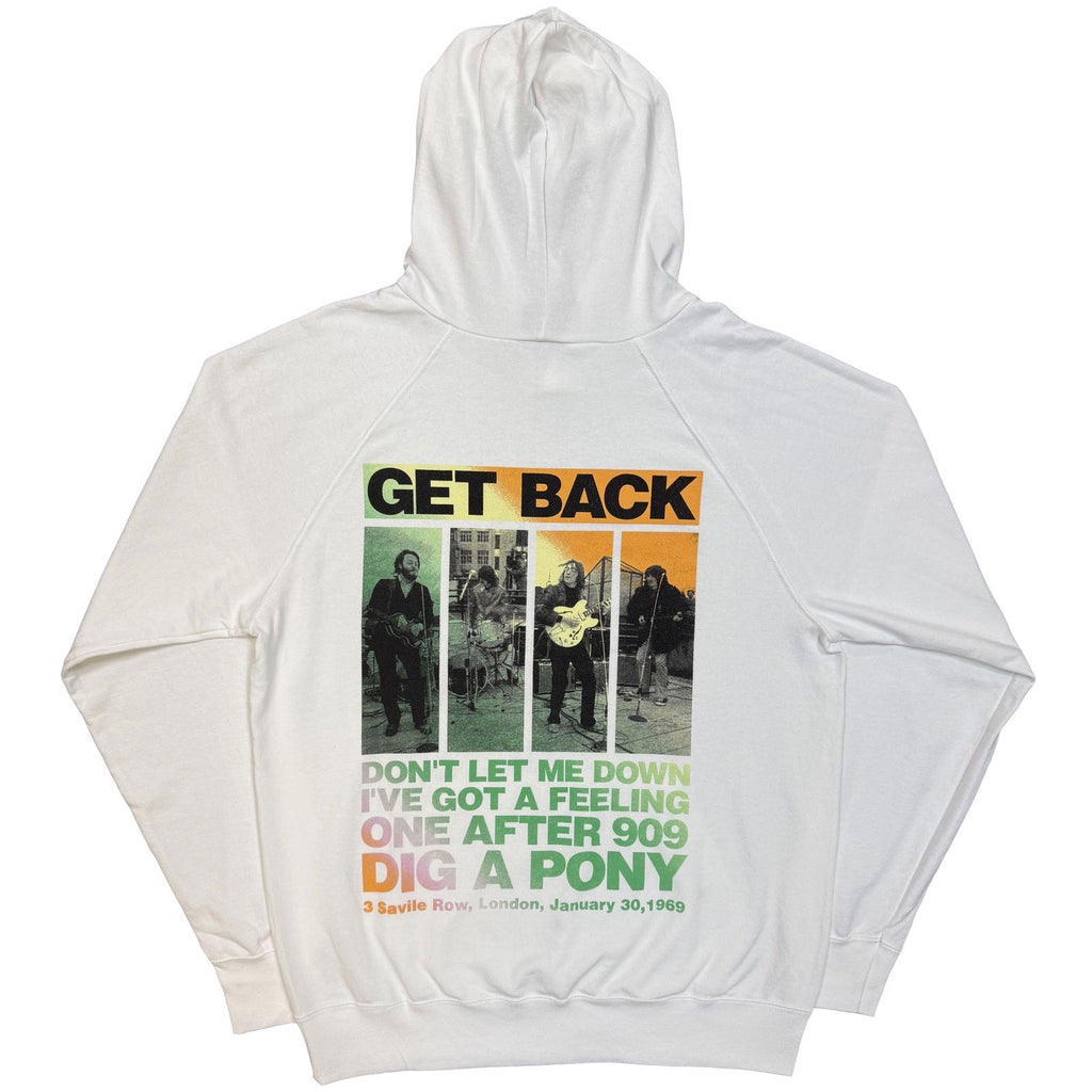 The Beatles Unisex Pullover Hoodie: 3 Savile Row (White) (Back Print)