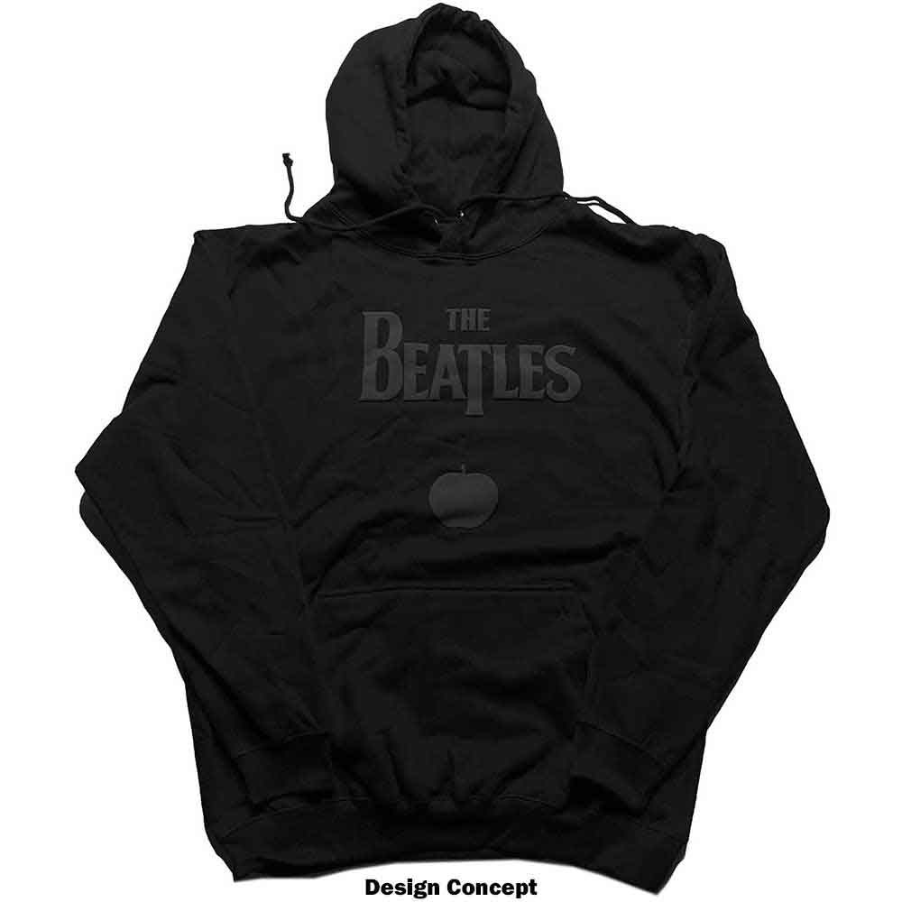 The Beatles Unisex Pullover Hoodie: Drop T Logo & Apple (Black) (Hi-Build)