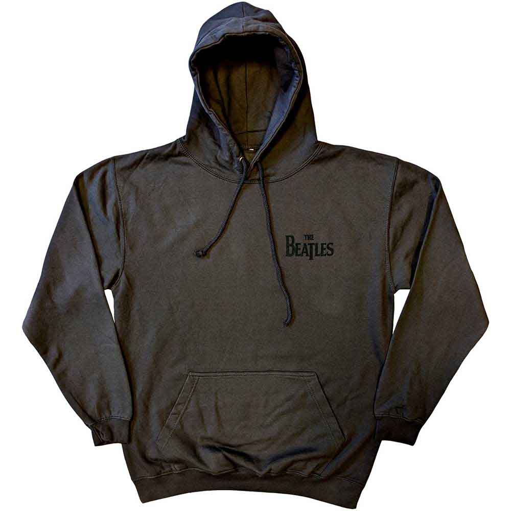The Beatles Unisex Pullover Hoodie: Drop T Logo (Charcoal Grey) (Back Print)