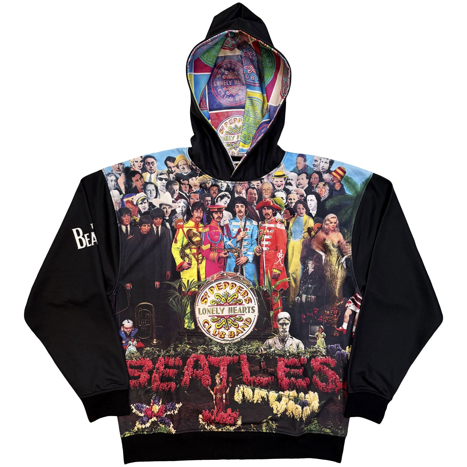 The Beatles Unisex Pullover Hoodie: Sgt Pepper (Black) (All Over Print)