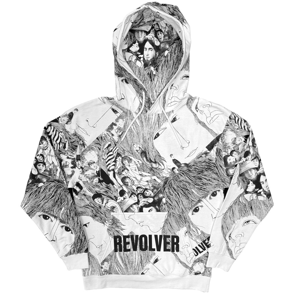 The Beatles Unisex Pullover Hoodie: Revolver (White) (All Over Print)
