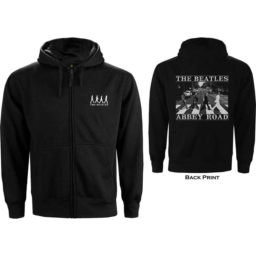 The Beatles Unisex Zipped Hoodie: Abbey Road (Black) (Back Print)