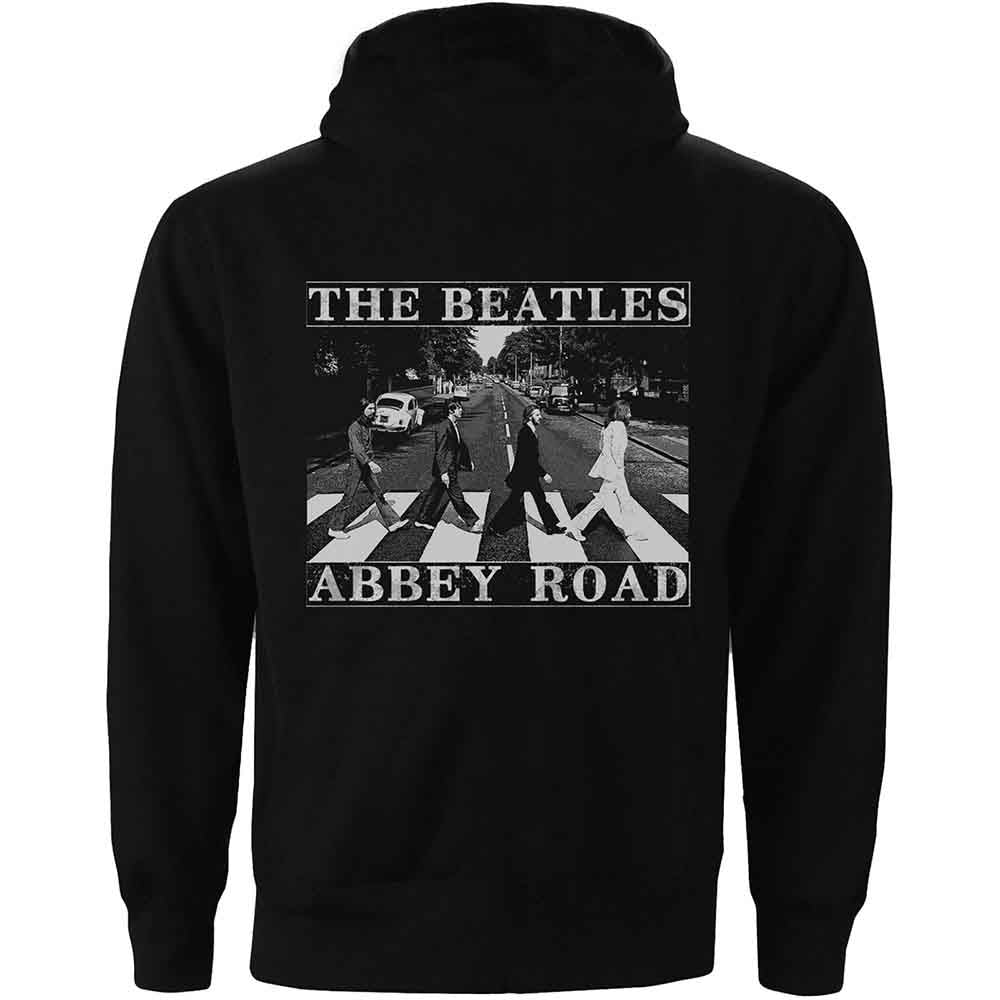 The Beatles Unisex Zipped Hoodie: Abbey Road (Black) (Back Print)