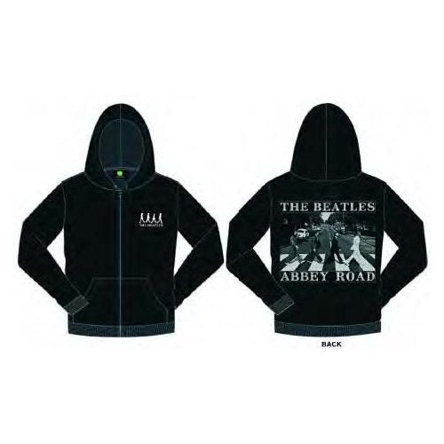 The Beatles Unisex Zipped Hoodie: Abbey Road (Black) (Back Print)