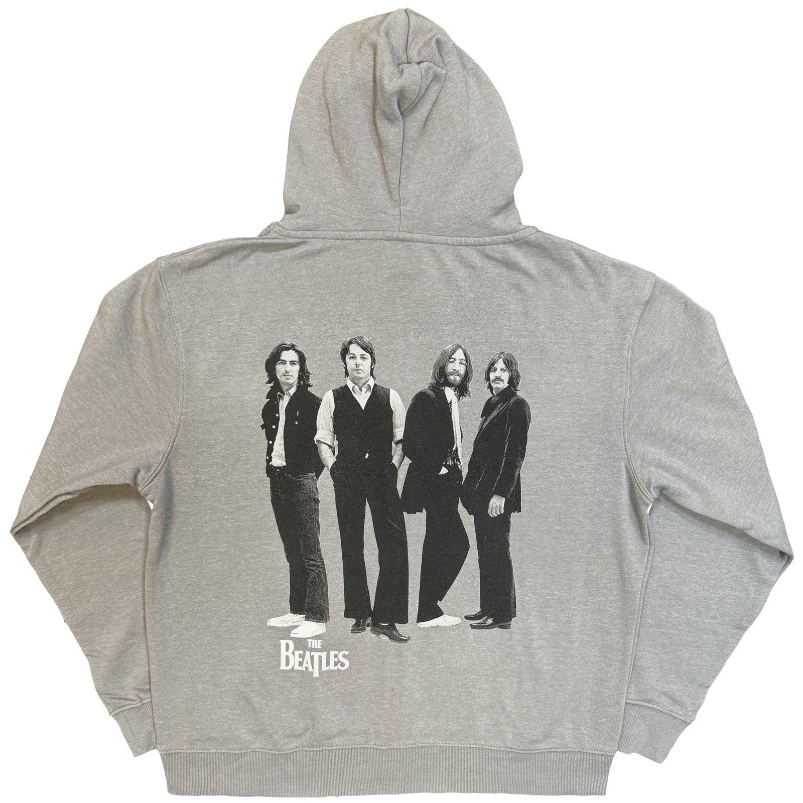 The Beatles Unisex Zipped Hoodie: White Album (Marl Grey) (Back Print)