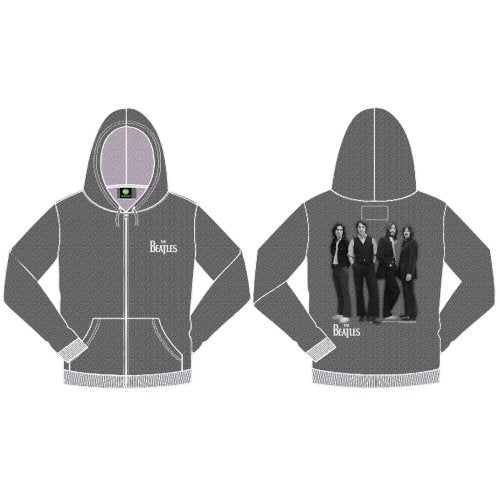 The Beatles Unisex Zipped Hoodie: White Album (Marl Grey) (Back Print)