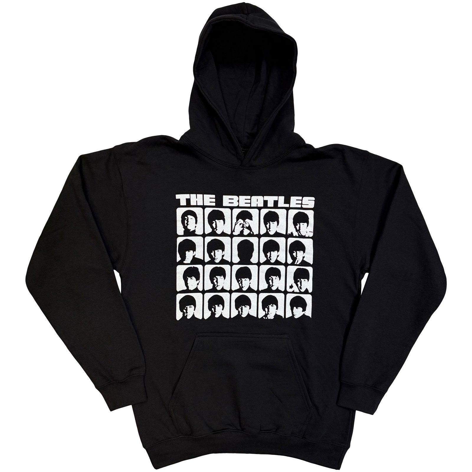 The Beatles Unisex Pullover Hoodie: Hard Days Night Faces Mono (Black)
