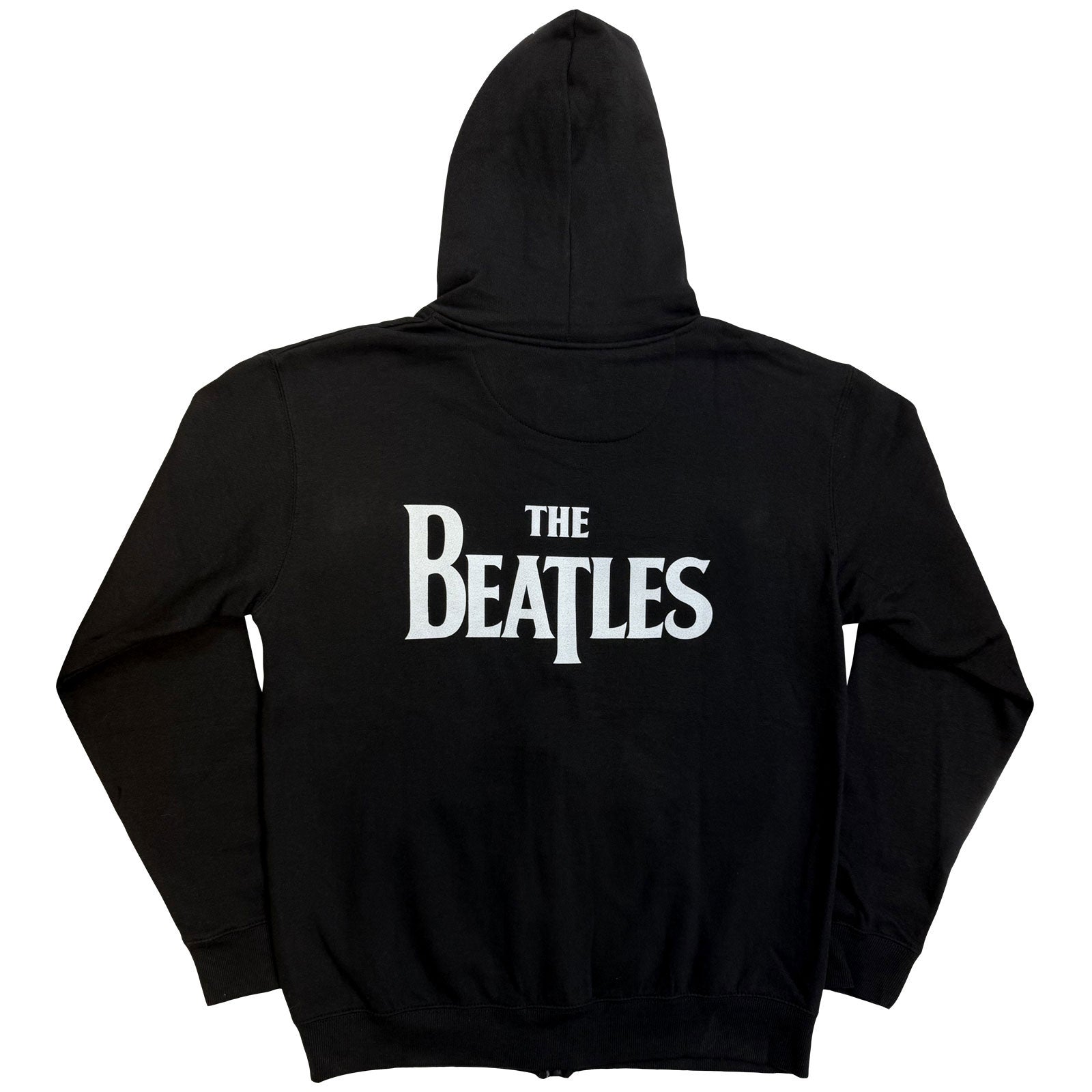 The Beatles Unisex Zipped Hoodie: Drop T Logo (Black) (Back Print)