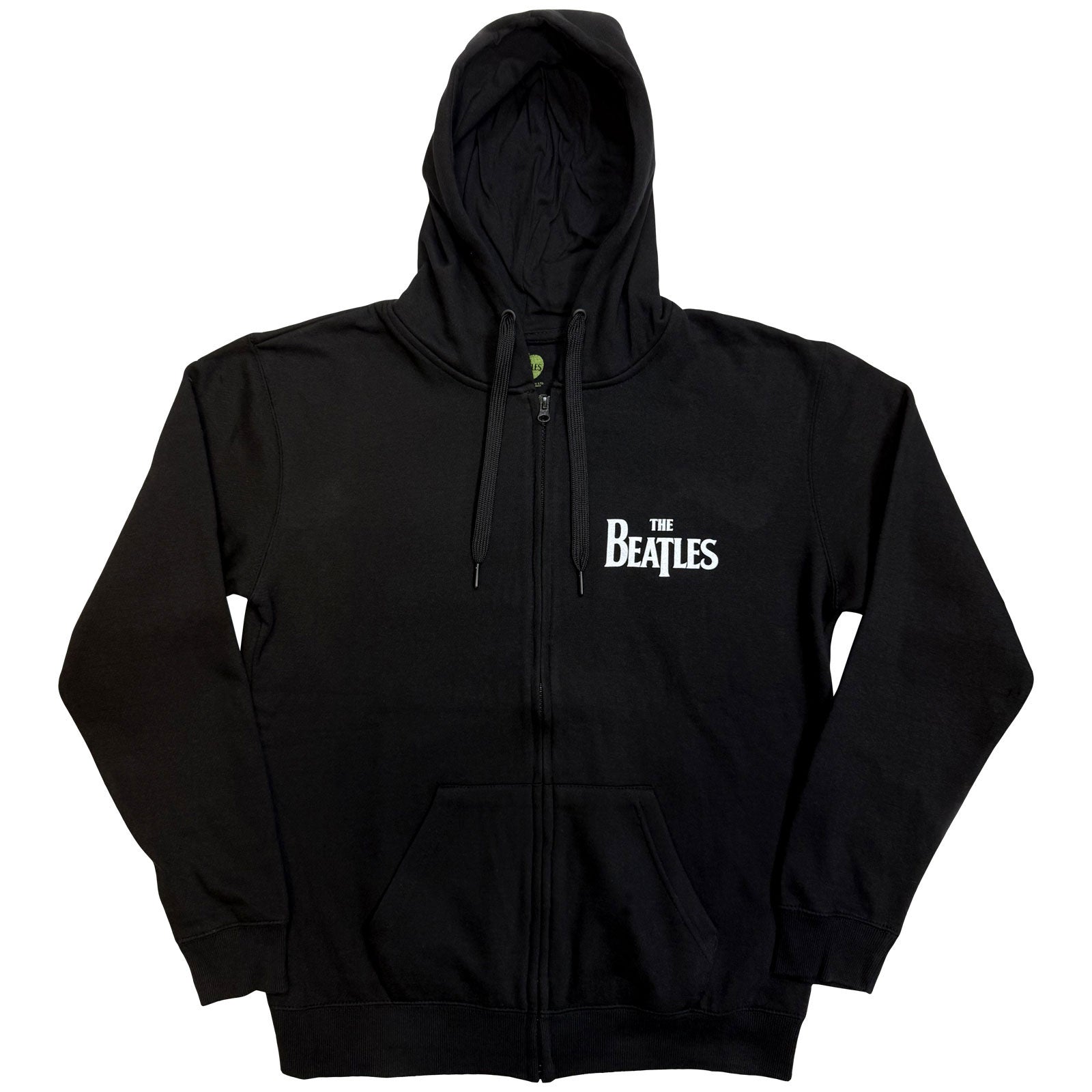 The Beatles Unisex Zipped Hoodie: Drop T Logo (Black) (Back Print)