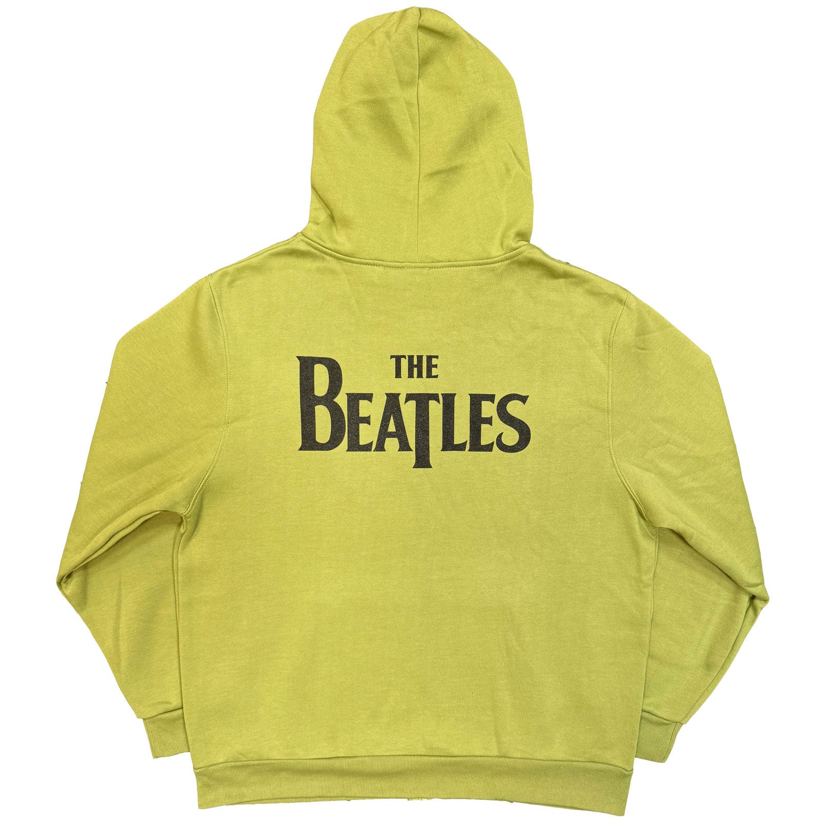 The Beatles Unisex Zipped Hoodie: Drop T Logo (Green) (Back Print)
